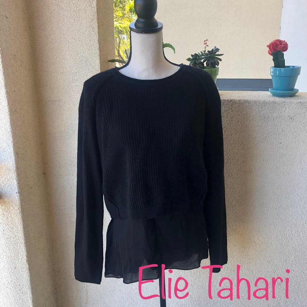 ELIE TAHARI  Double Layered Black Sweater